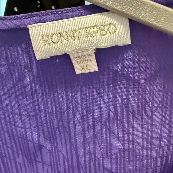 Ronny Kobo Purple Dress Size XL One Shoulder Satin Cocktail Wedding Guest Party - Picture 9 of 9